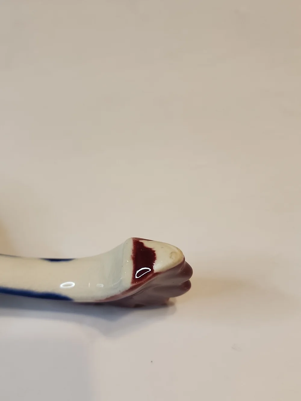NASCO Japan Hand-Painted Floral Ceramic Spoon in Blue, Rooster Themed Handle